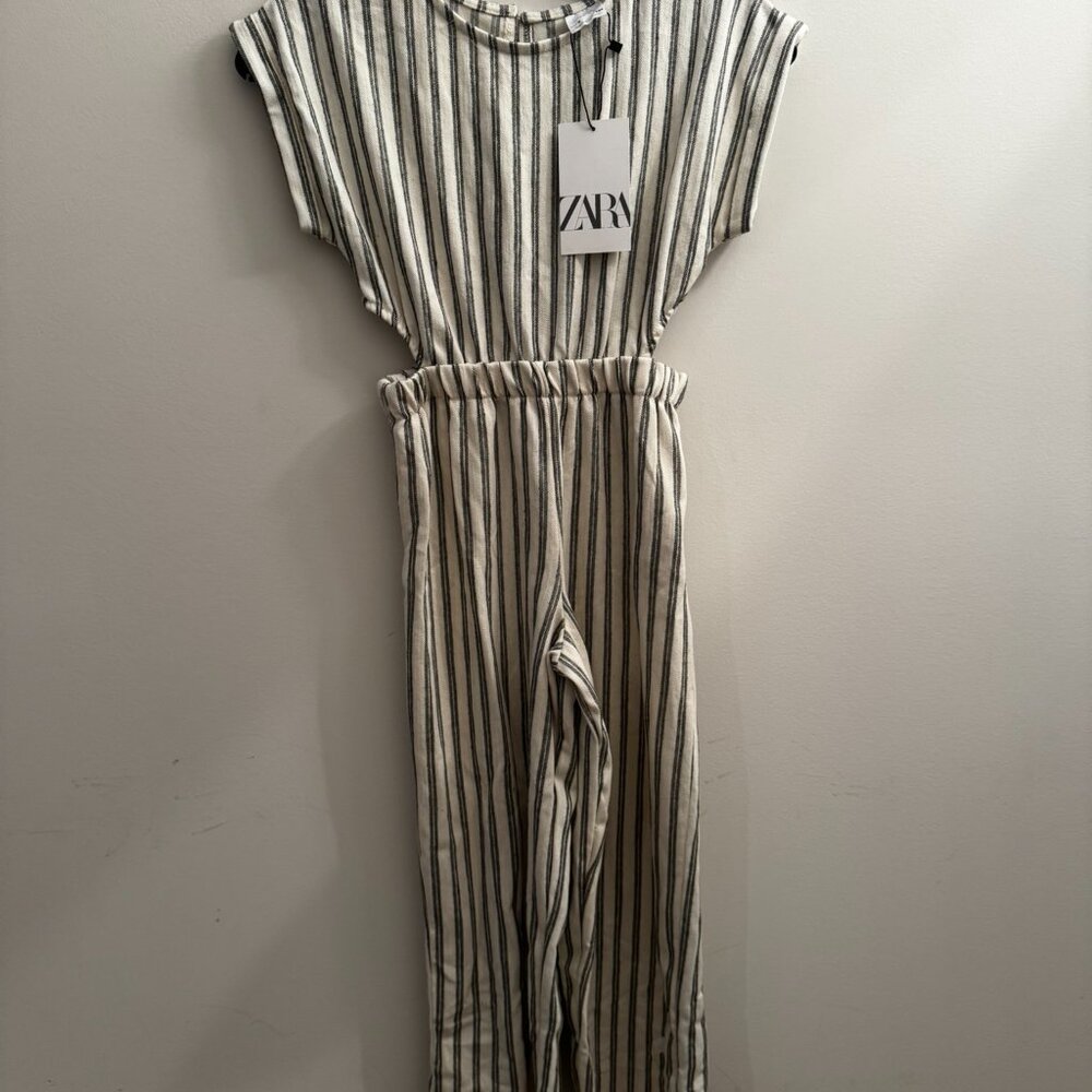NWT Girls Zara Striped Cut Out Jumpsuit size 9